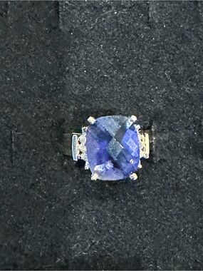 Vintage Clyde Duneier (CID) 14K Yellow Gold Cushion-Cut Tanzanite & Diamond Ring